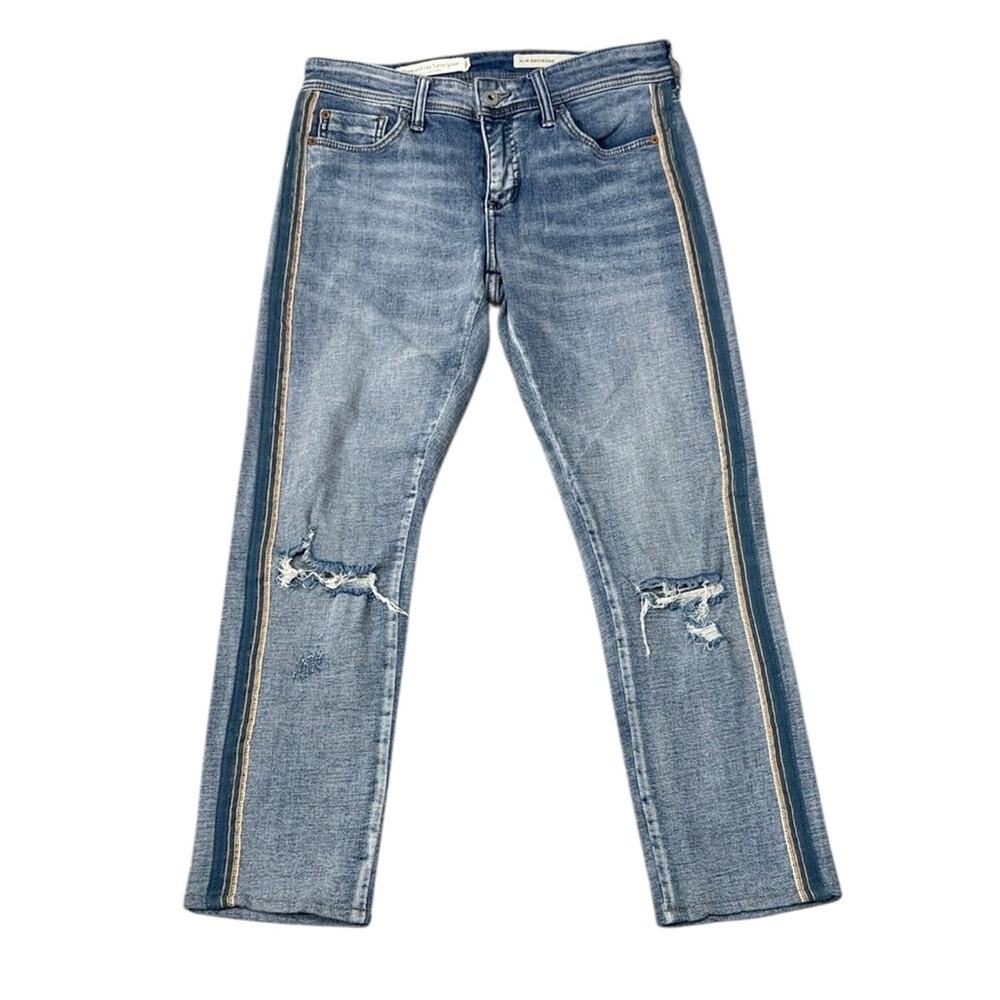 Pilcro and the Letterpress Light Blue Slim Boyfriend Jeans with Side Stripes